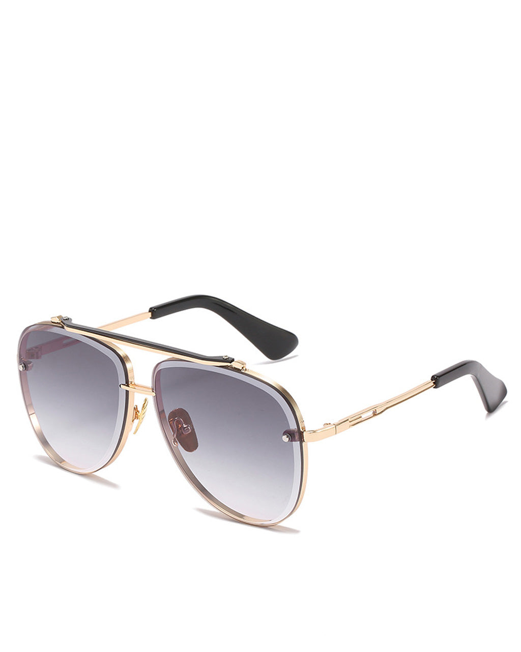Two Tone Double Bridge Rimless Aviator Gradient Shades Sunglasses For Women Men OMFORT