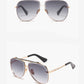Two Tone Double Bridge Rimless Aviator Gradient Shades Sunglasses For Women Men OMFORT