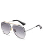 Two Tone Double Bridge Rimless Aviator Gradient Shades Sunglasses For Women Men OMFORT