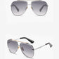 Two Tone Double Bridge Rimless Aviator Gradient Shades Sunglasses For Women Men OMFORT