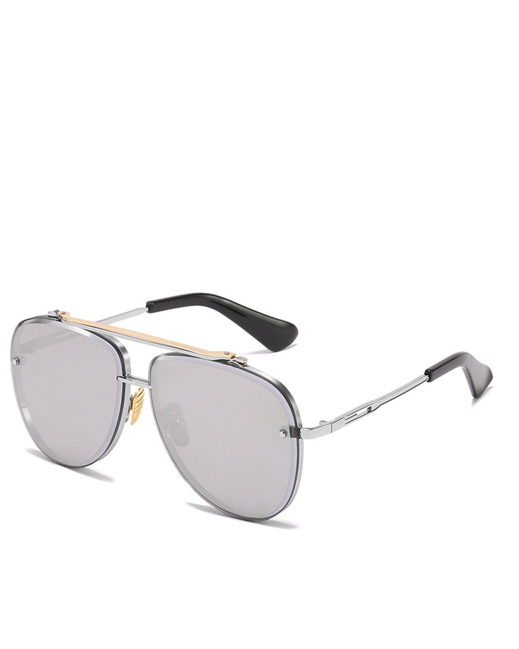 Two Tone Double Bridge Rimless Aviator Gradient Shades Sunglasses For Women Men OMFORT