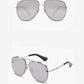 Two Tone Double Bridge Rimless Aviator Gradient Shades Sunglasses For Women Men OMFORT
