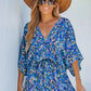 Abstract Print Drawstring Romper OMFORT