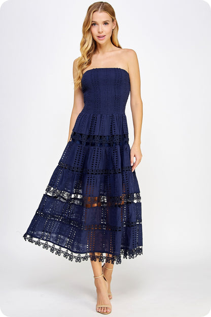 Eyelet Lace Tube Dress OMFORT
