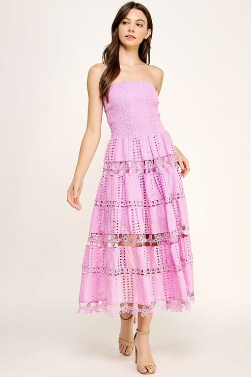Eyelet Lace Tube Dress OMFORT