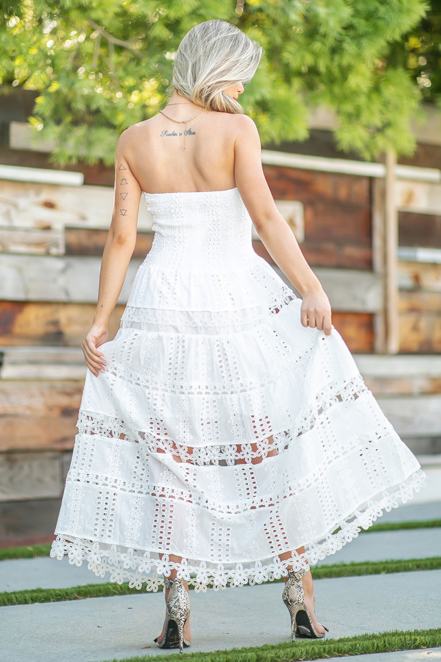 Eyelet Lace Tube Dress OMFORT
