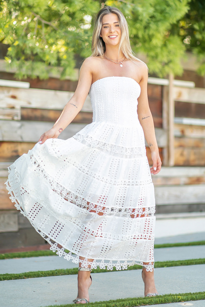 Eyelet Lace Tube Dress OMFORT