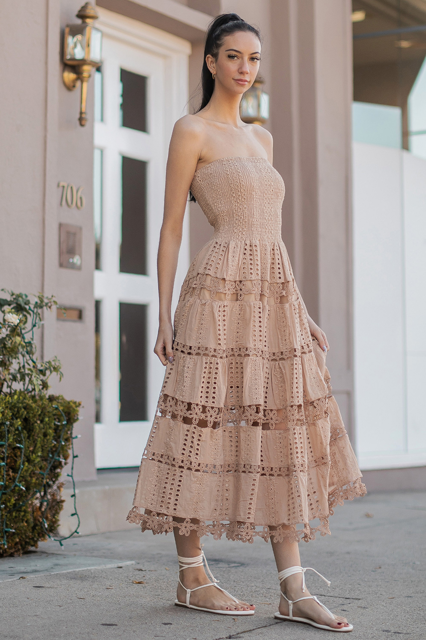 Eyelet Lace Tube Dress OMFORT