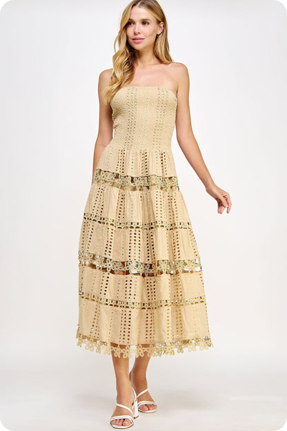 Eyelet Lace Tube Dress OMFORT