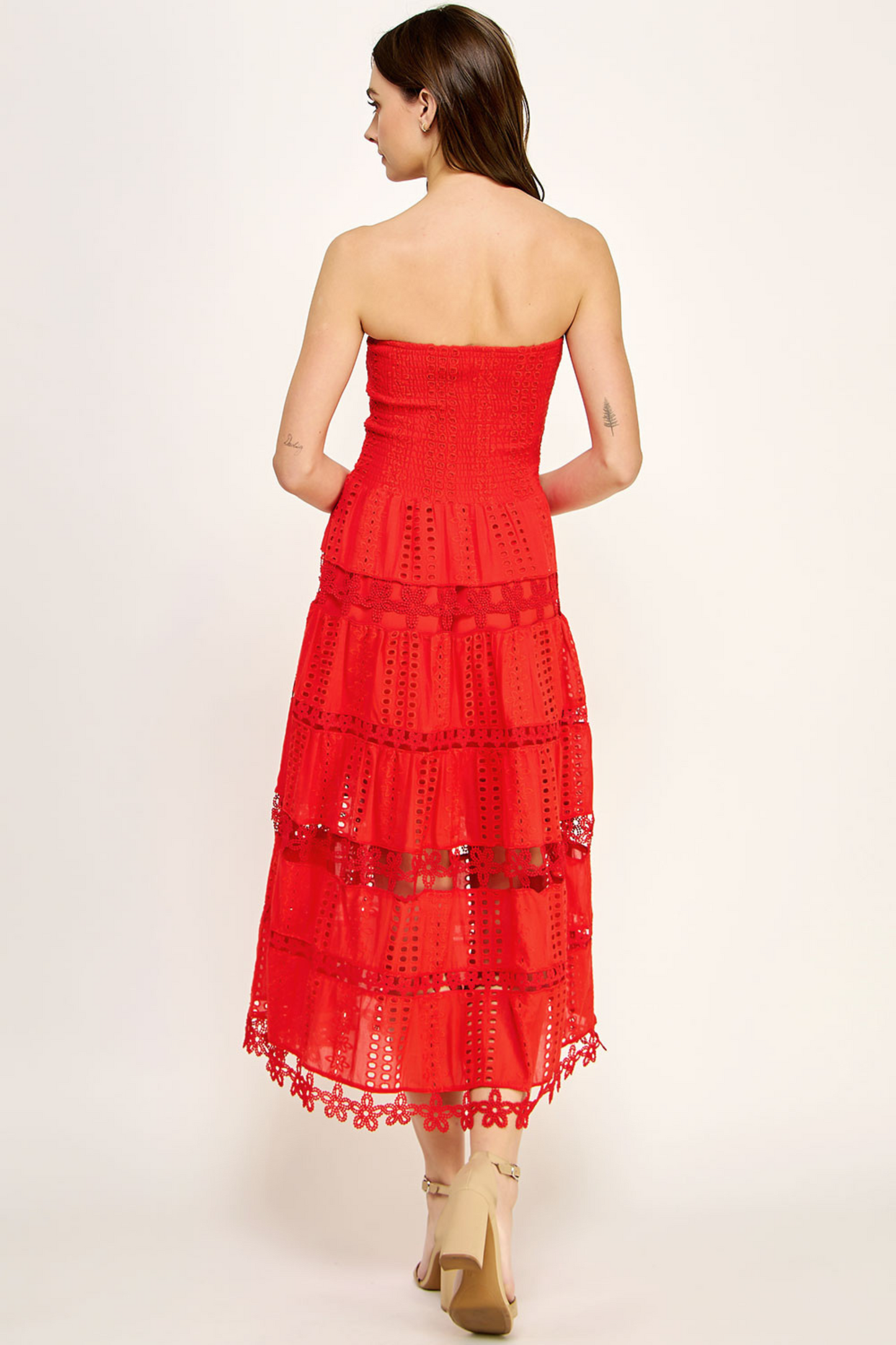 Eyelet Lace Tube Dress OMFORT