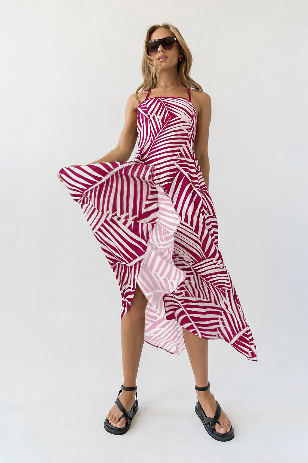 Zoelle Halter Neck Midi Dress OMFORT