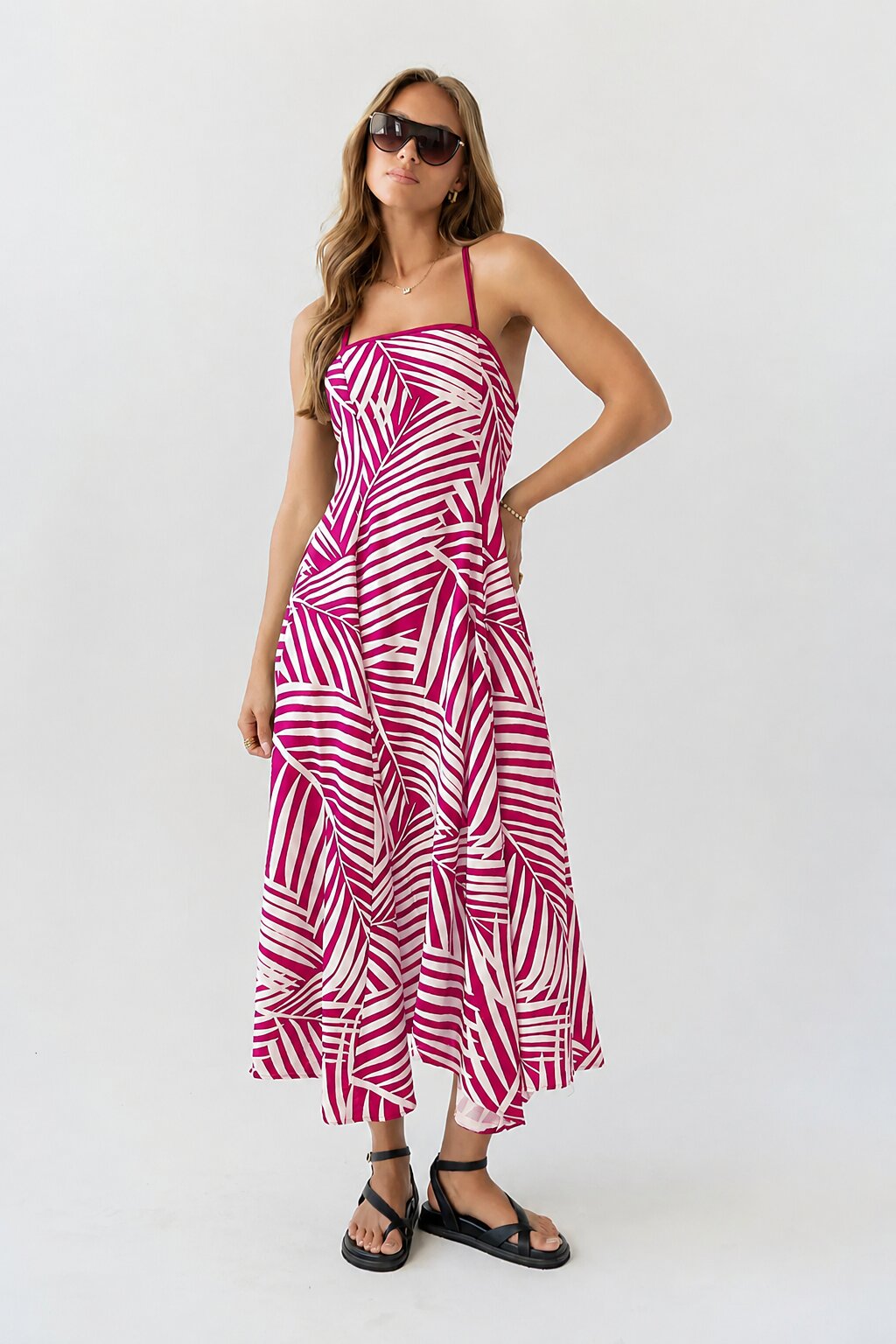 Zoelle Halter Neck Midi Dress OMFORT
