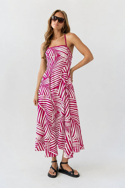 Zoelle Halter Neck Midi Dress OMFORT