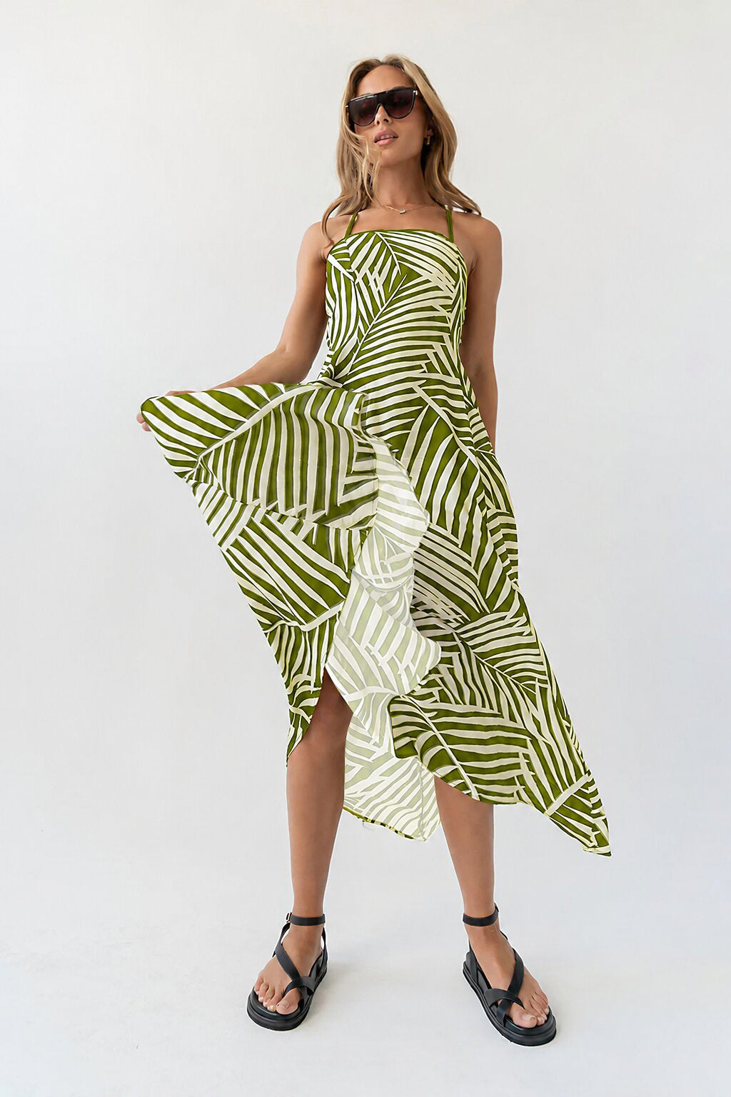 Zoelle Halter Neck Midi Dress OMFORT
