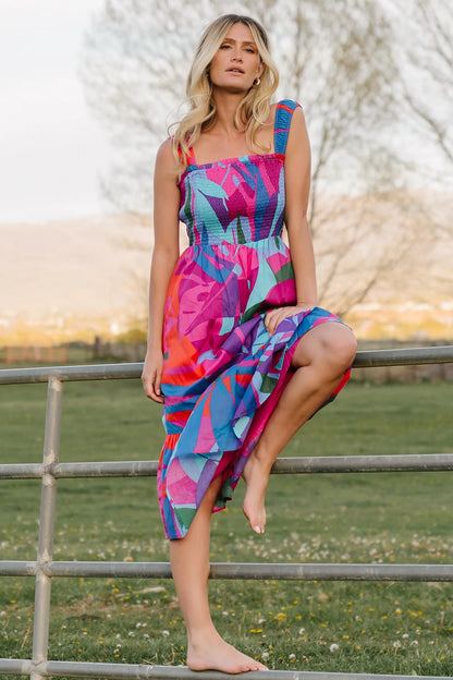 Cruz Smocked Midi Dress OMFORT