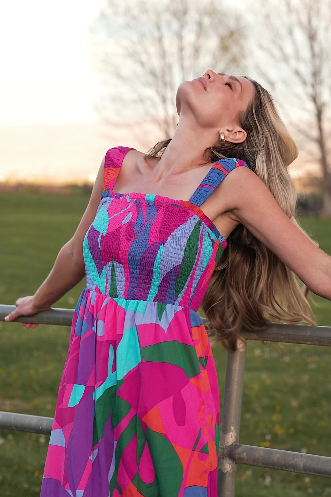 Cruz Smocked Midi Dress OMFORT