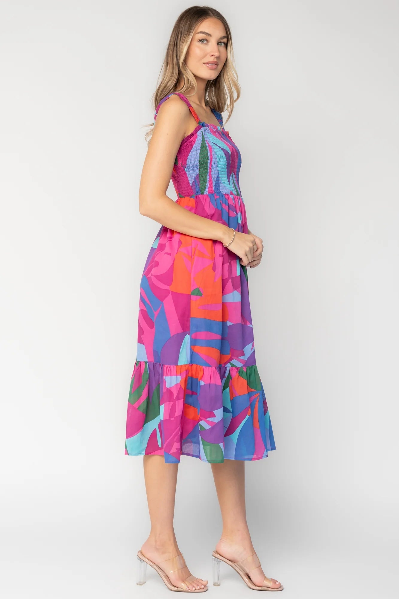 Cruz Smocked Midi Dress OMFORT