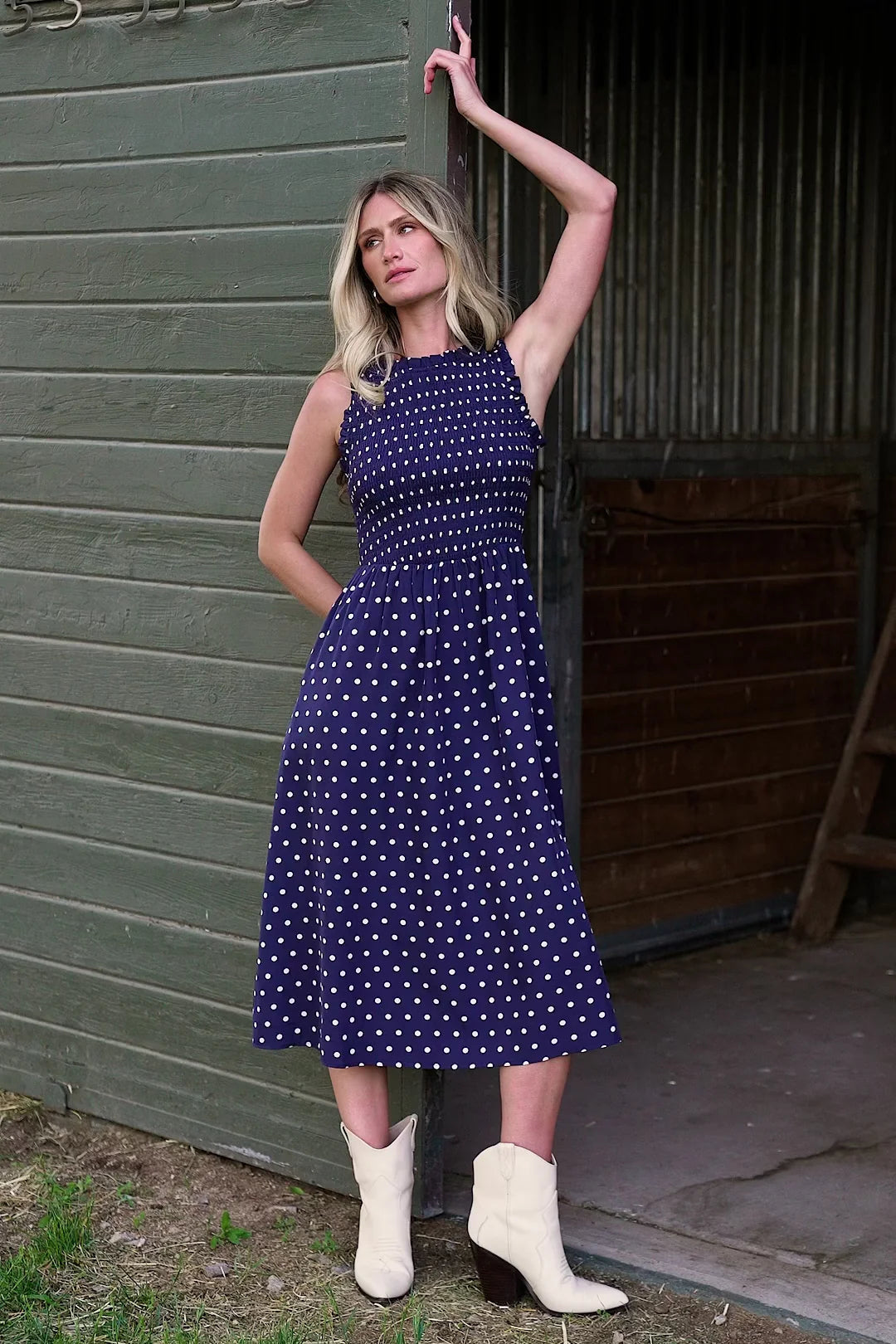 Alex Smocked Midi Dress OMFORT