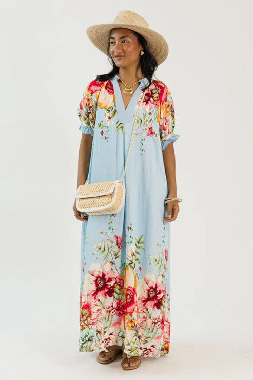 Blooming Belted Maxi, Blue Mix OMFORT