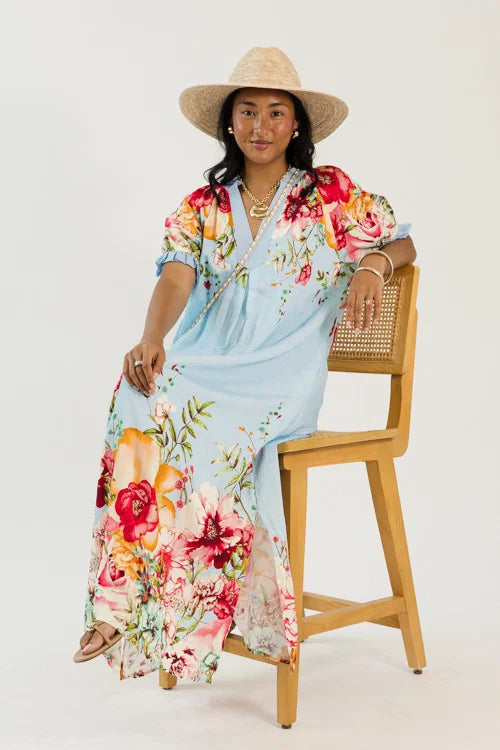 Blooming Belted Maxi, Blue Mix OMFORT