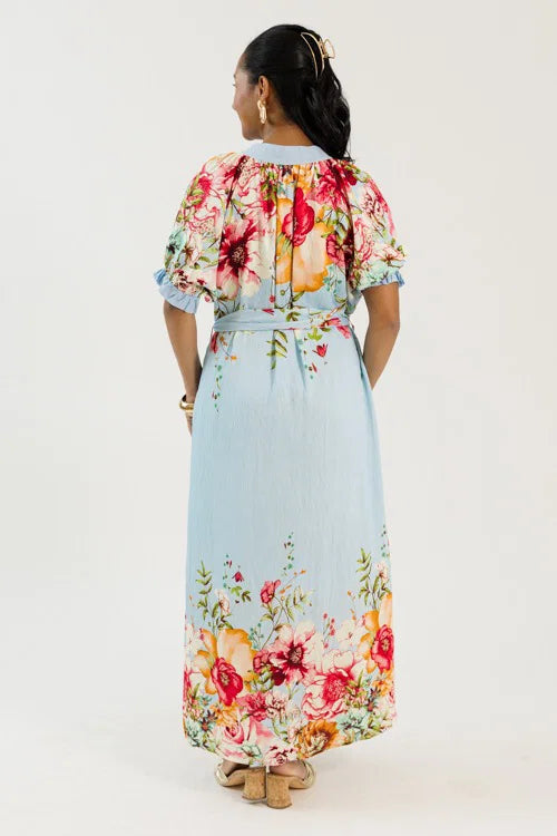 Blooming Belted Maxi, Blue Mix OMFORT