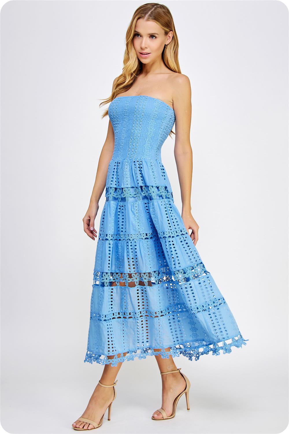 Eyelet Lace Tube Dress OMFORT