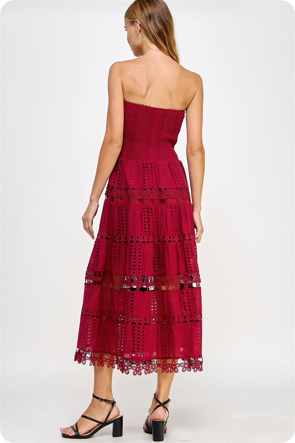 Eyelet Lace Tube Dress OMFORT