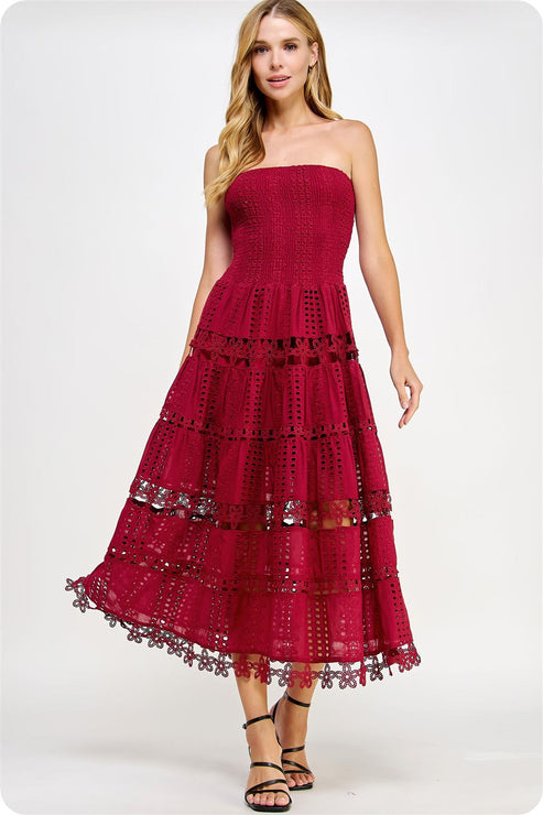 Eyelet Lace Tube Dress OMFORT