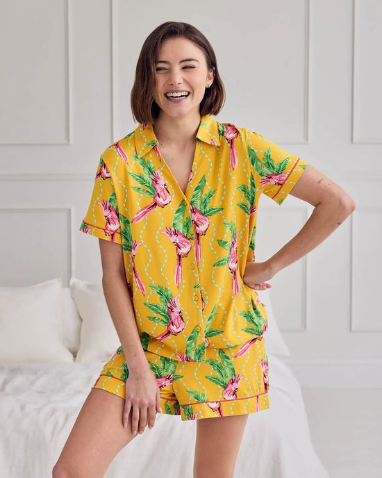 Parrot Wavy Stripe Print Short Pyjama Set mysite
