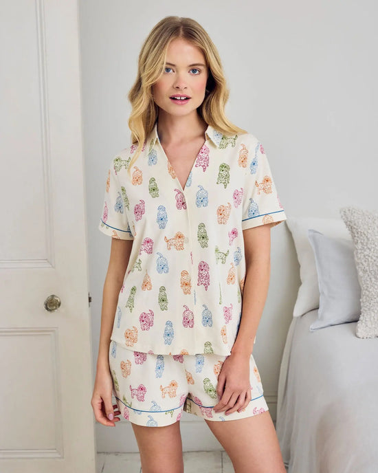 Organic Cotton Rainbow Cockapoo Print Short Pyjama Set mysite