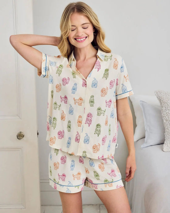 Organic Cotton Rainbow Cockapoo Print Short Pyjama Set mysite