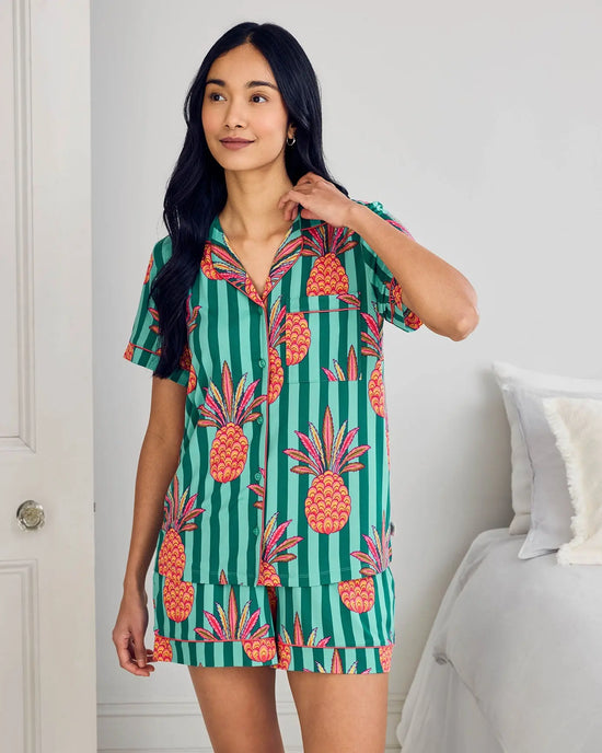 Pineapple Stripe Print Short Pyjama Set mysite