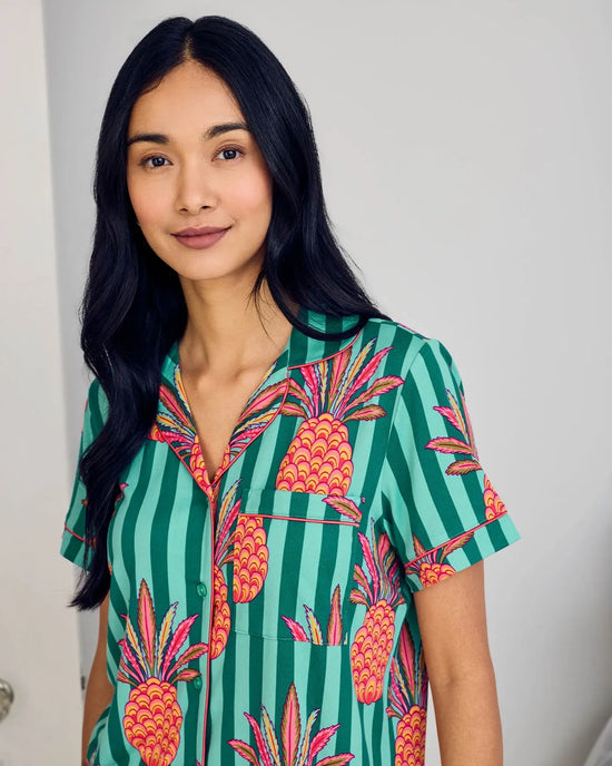 Pineapple Stripe Print Short Pyjama Set mysite