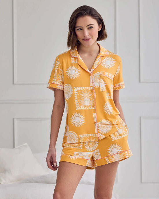 Modal Stamp & Tile Print Short Pyjama Set mysite