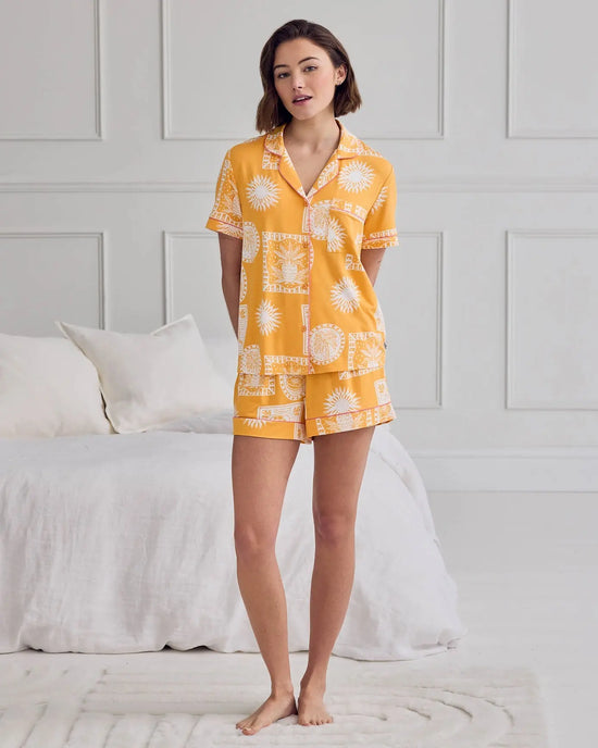 Modal Stamp & Tile Print Short Pyjama Set mysite