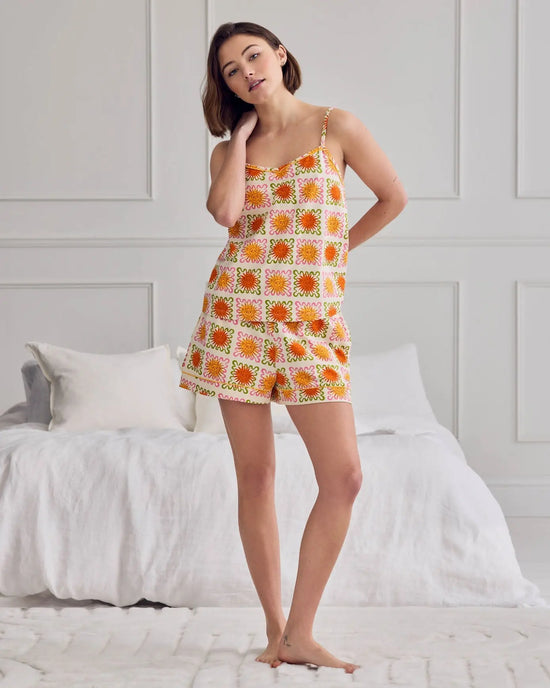 Organic Cotton Sunshine Tile Print Cami Short Pyjama Set mysite