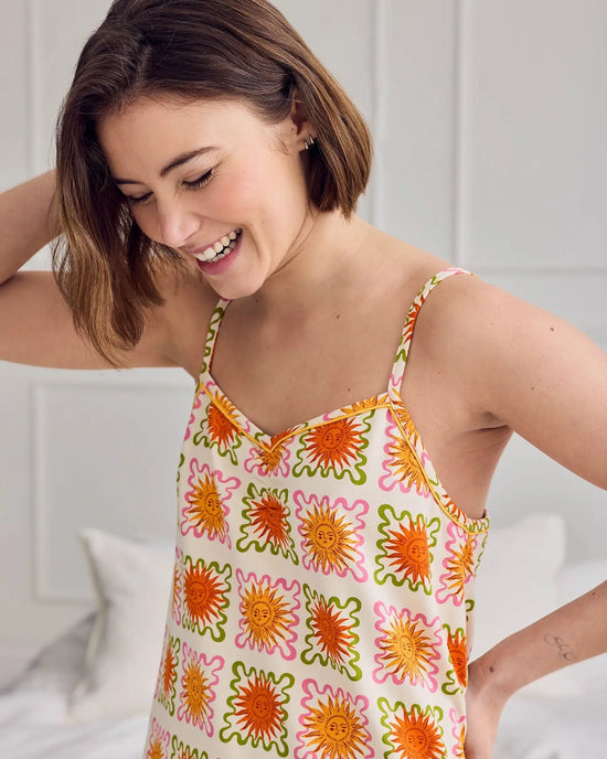 Organic Cotton Sunshine Tile Print Cami Short Pyjama Set mysite