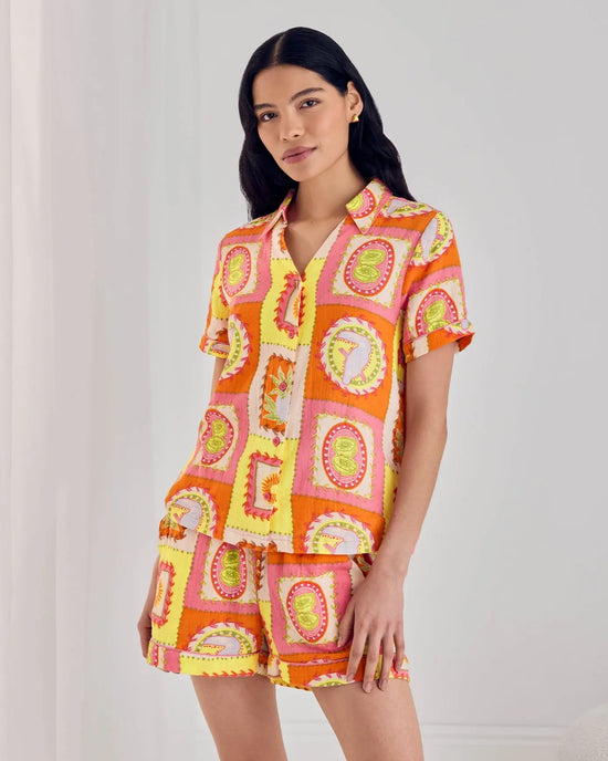 Tropical Patchwork Print Short Pyjama Set mysite