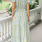 Coming Back For You Light Blue Floral Tiered Midi Dress OMFORT