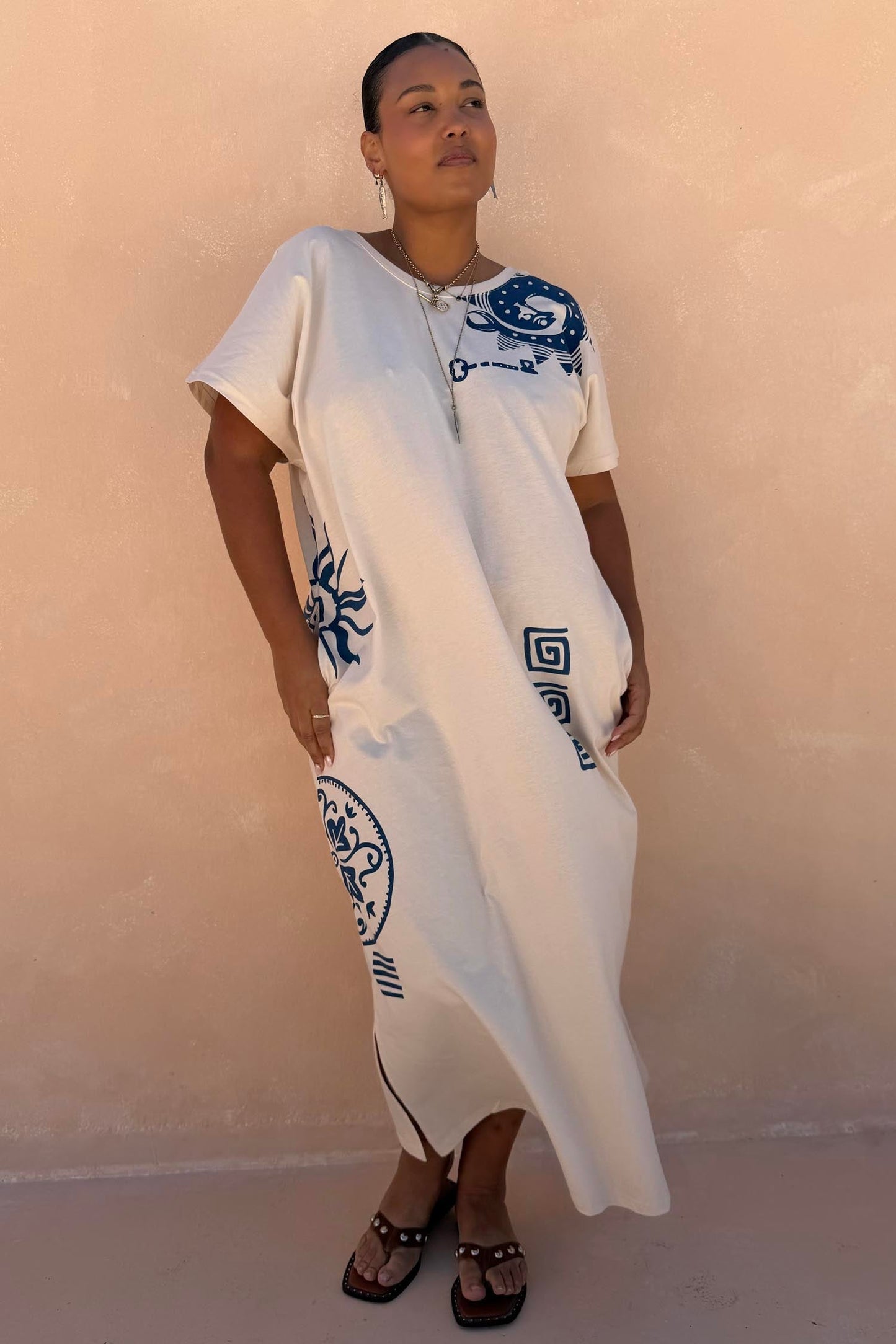 Cream Dolce Vita T-Shirt Dress OMFORT