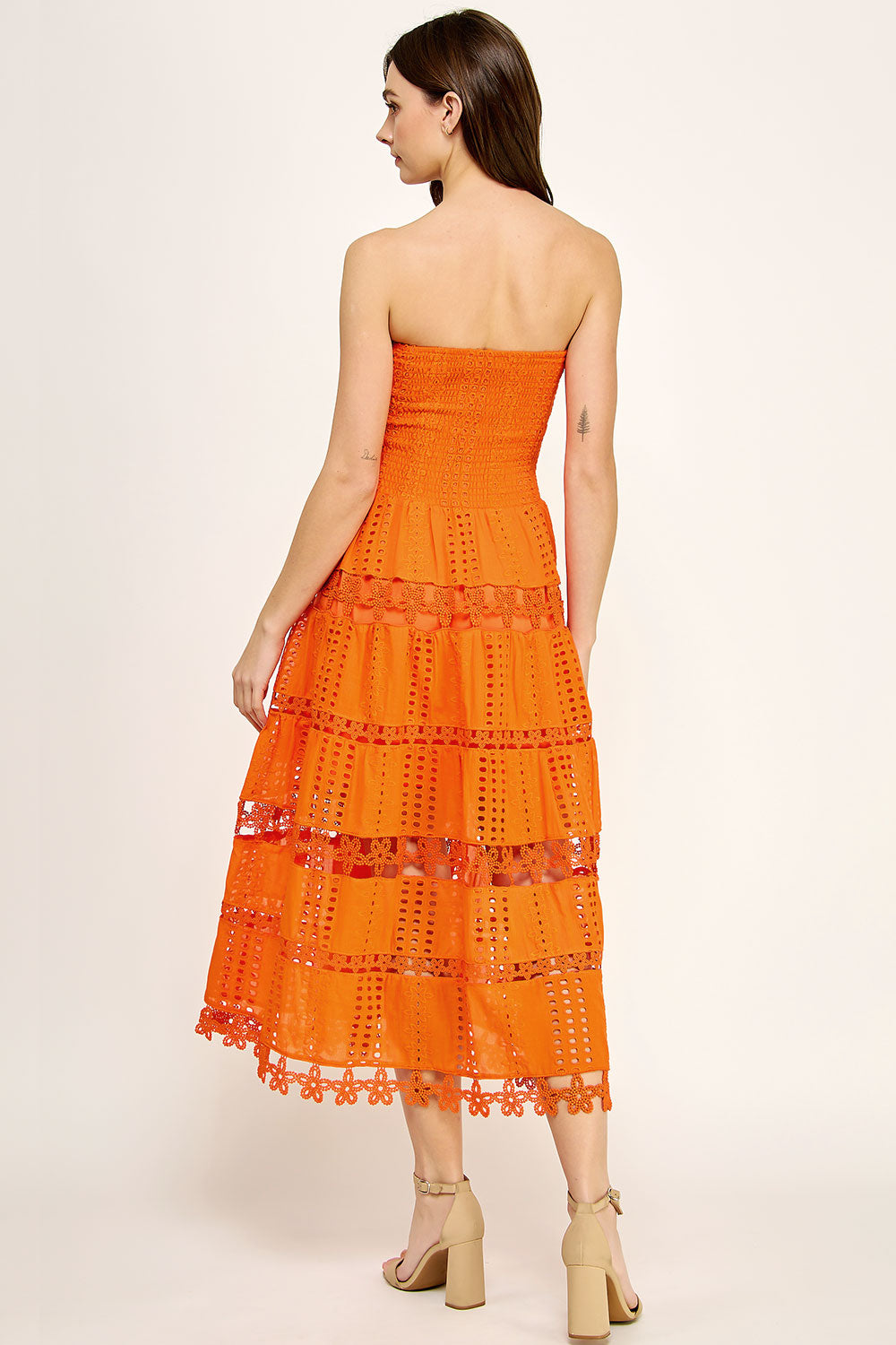 Eyelet Lace Tube Dress OMFORT