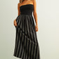 Stripe Pattern Knit With Rib Top Combo Dress OMFORT