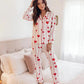 Wavy Heart Print Pajama Set - OMFORT