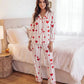Wavy Heart Print Pajama Set - OMFORT