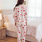 Wavy Heart Print Pajama Set - OMFORT