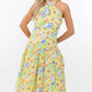 Exactly What You Needed Yellow Floral Halter Midi Dress OMFORT