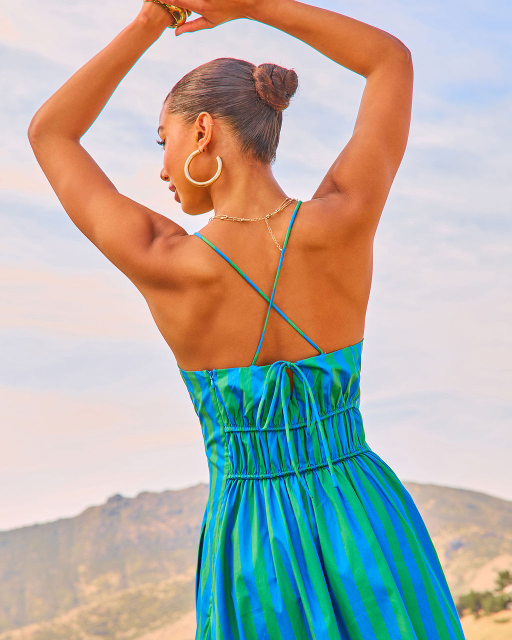 Harbor Line Striped Fit And Flare Maxi Dress OMFORT