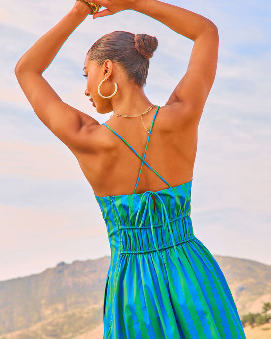 Harbor Line Striped Fit And Flare Maxi Dress OMFORT