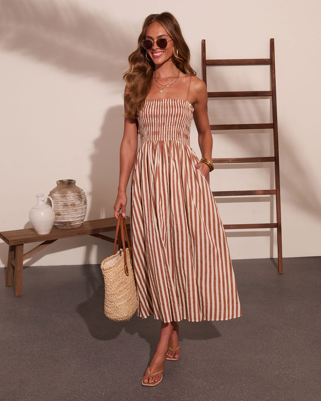 Sandbar Social Striped Midi Dress OMFORT