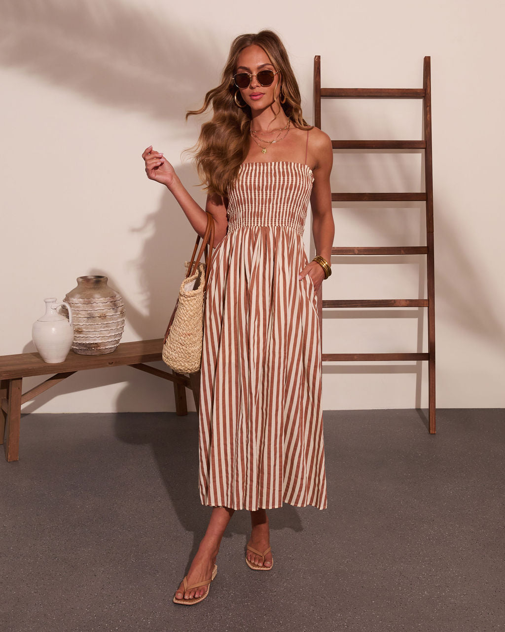 Sandbar Social Striped Midi Dress OMFORT